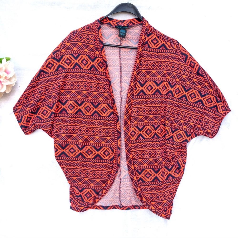 Mascara - neon orange navy blue tribal kimono